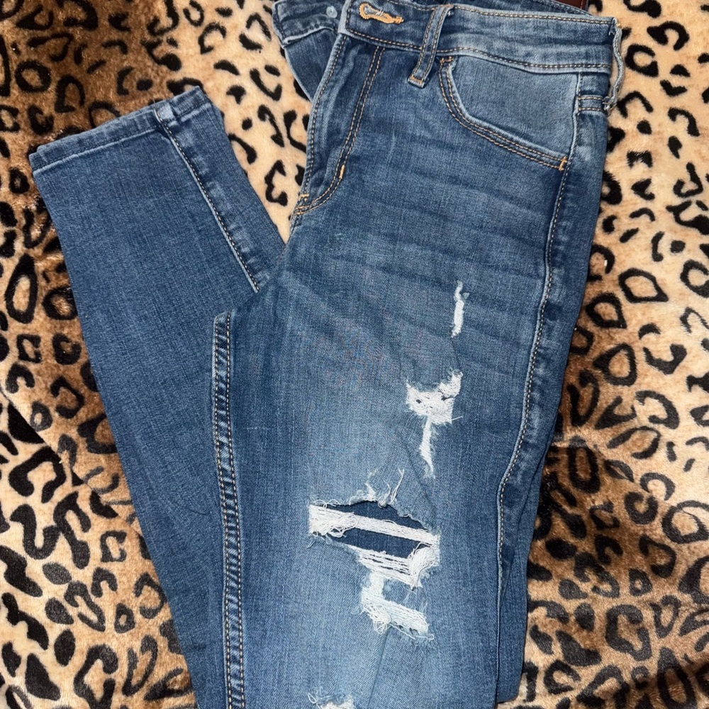 Hollister Blue Skinny Distressed Jeans